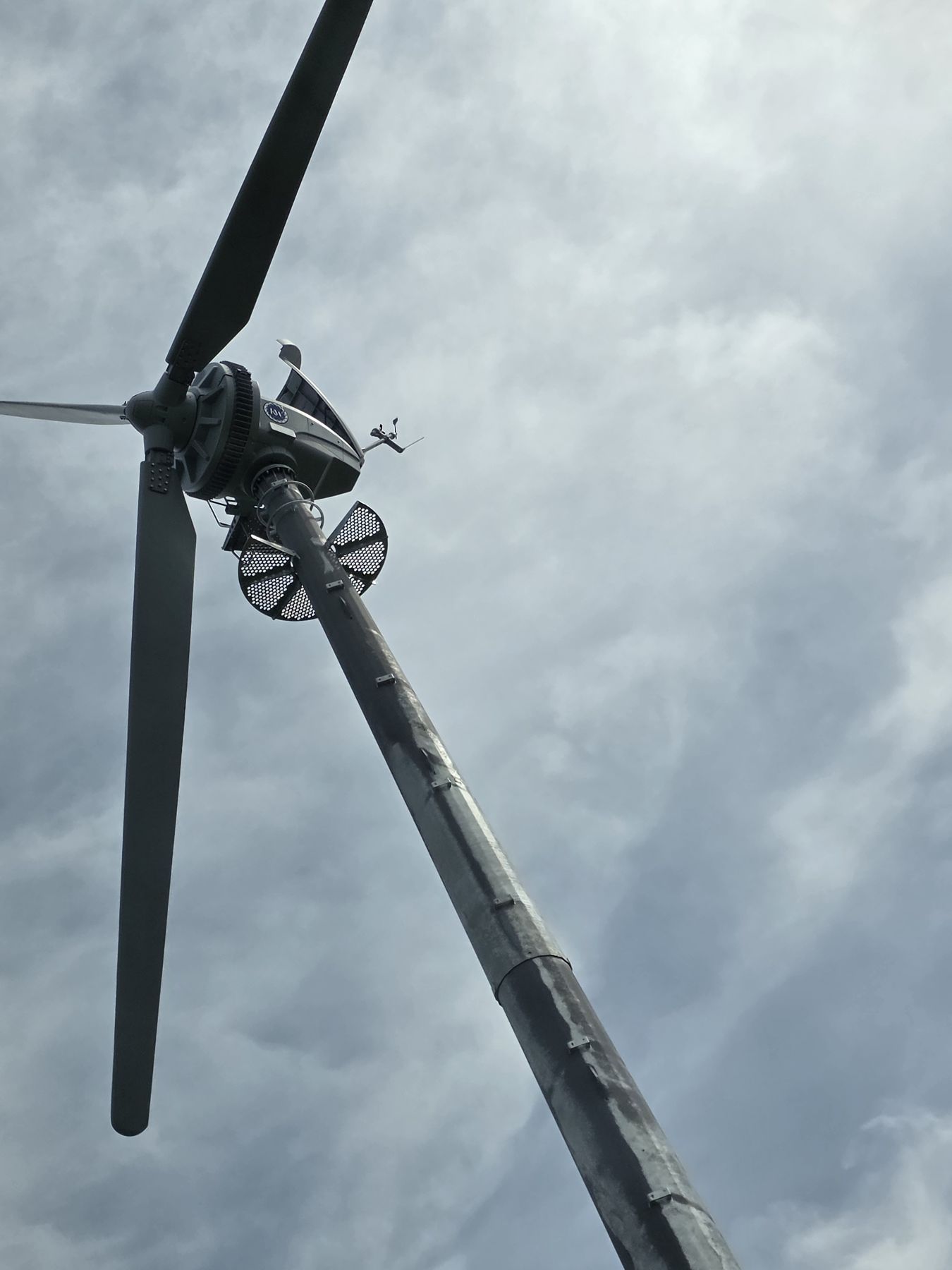 Close-up of a Kodair turbine nacelle with service platform and ladder access